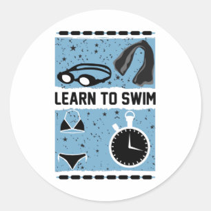 Learn to Swim with This Lovely design Classic Round Sticker