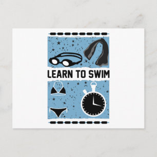 Learn to Swim with This Lovely design Postcard