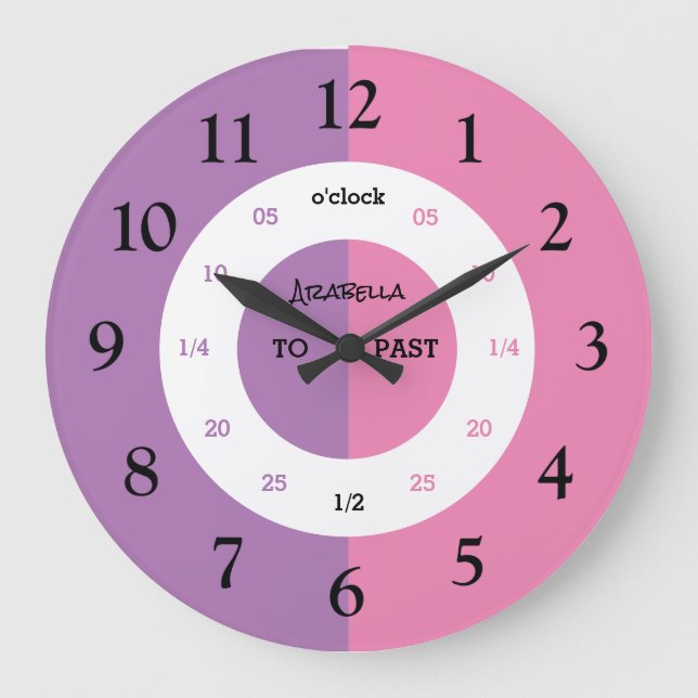 Learn To Tell The Time | Personalised | Name Large Clock (Front)