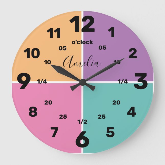 Learn To Tell The Time | Personalised | Name Large Clock (Front)