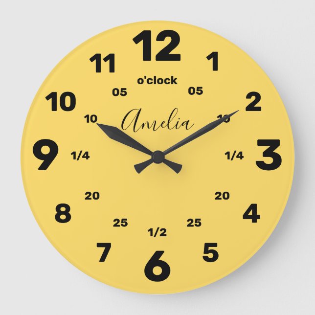 Learn To Tell The Time | Personalised | Name Large Large Clock (Front)
