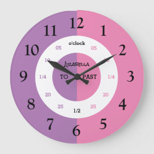 Learn To Tell The Time   Personalised   Name Large Large Clock