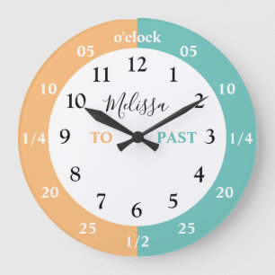 Learn To Tell The Time   Personalised   Name Large Large Clock