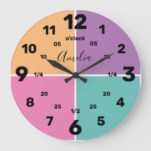 Learn To Tell The Time   Personalised   Name Large Large Clock