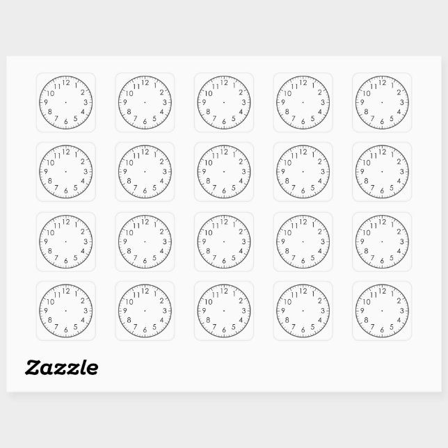 Learn To Tell Time Analogue Watch Clock Kids  Square Sticker (Sheet)