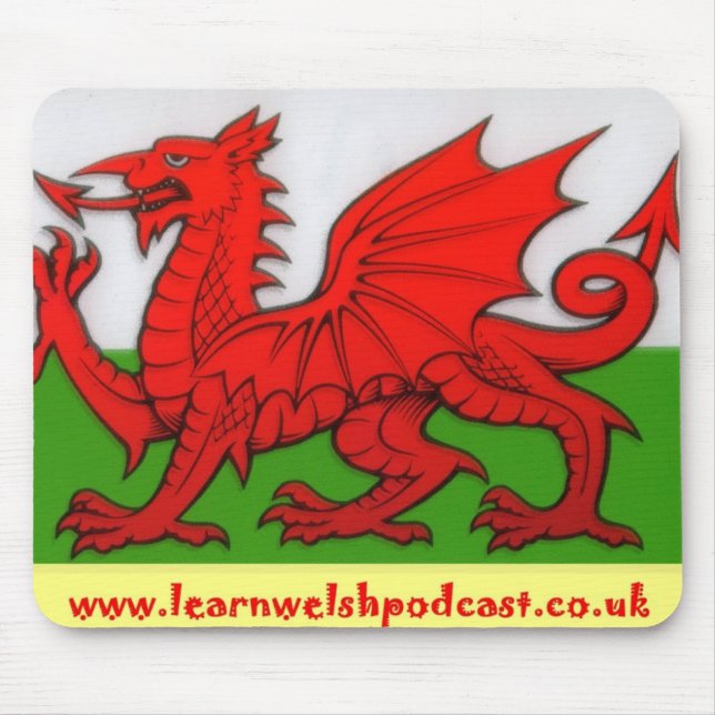 Learn Welsh Podcast Mouse Mat (Front)