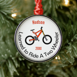 Learned to Ride a Two Wheeler Metal Ornament