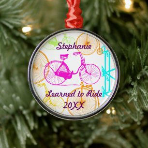 Learned to Ride Bike Keepsake and Year Metal Ornament