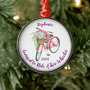 Learned to Ride Bike Keepsake and Year Metal Ornament