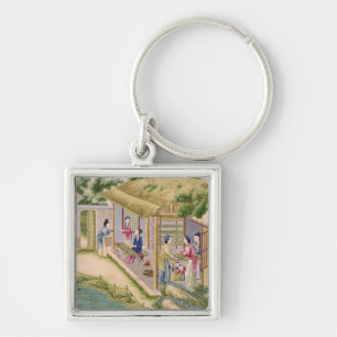 Learning about Silkworms Key Ring