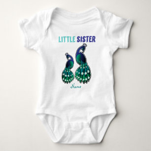Learning Candy Little Sister Peacock Personalised Baby Bodysuit