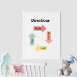 Learning Directions Kids' Educational Poster<br><div class="desc">Help your child master basic navigation with the "Learning Directions Kids' Educational Poster." This engaging and colourful poster features clear arrows labelled with the words "up, " "down, " "left, " and "right." The fun design and simple layout make it easy for kids to understand and remember these fundamental directions....</div>