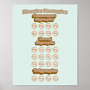 Learning English Phonics Consanant Digraphs Poster