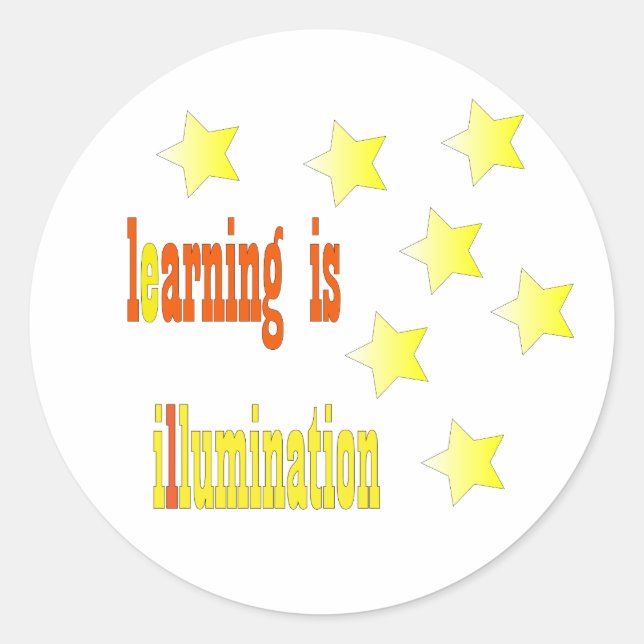Learning is illumination,Roound stickers with star (Front)