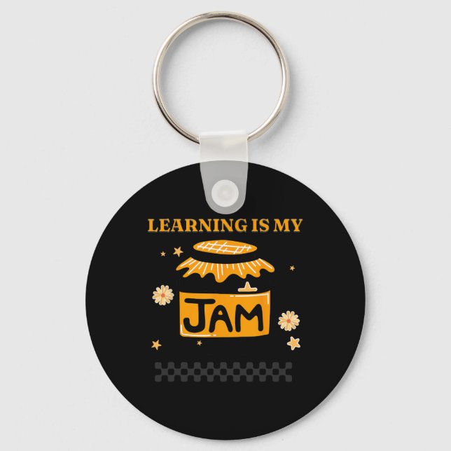 Learning Is My Jam Teacher Student Book Lover Back Key Ring (Front)