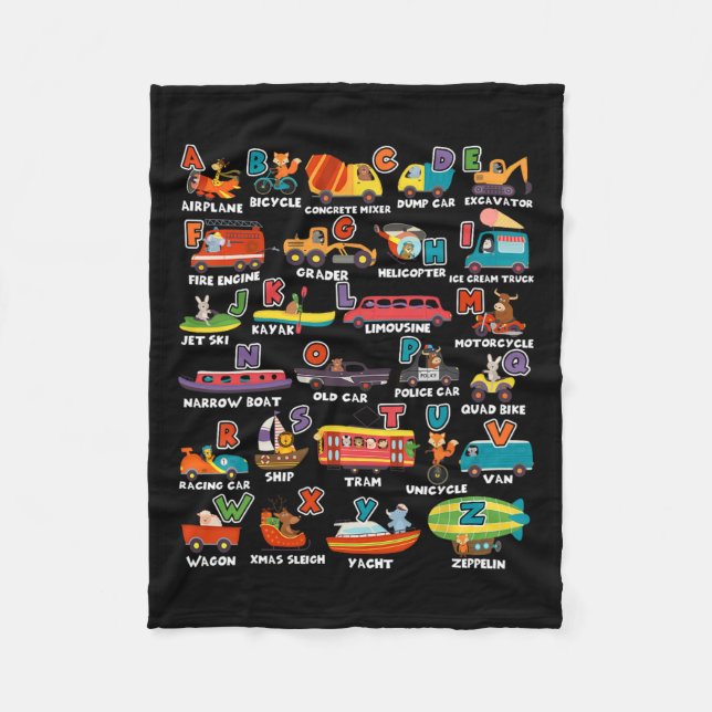 Learning Transportation Animal Letter Abcs Teacher Fleece Blanket (Front)