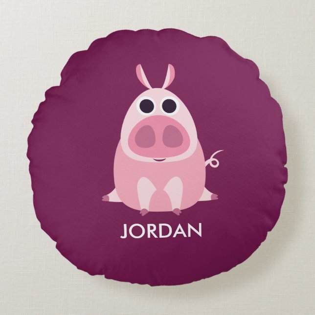 Leary the Pig Round Cushion (Front)
