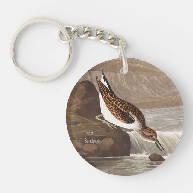 Least Sandpiper, Audubon, Birdwatcher Birder, Bird Key Ring (Front)