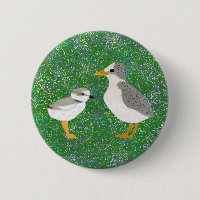 Least Tern and Piping Plover Chick in Wildflowers
