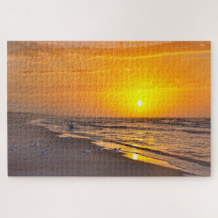 Least Terns on the Beach at Sunrise, Florida Jigsaw Puzzle