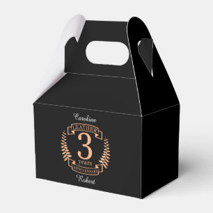 Leather 3 years wedding anniversary favour box