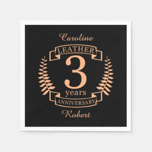 Leather 3 years wedding anniversary napkin