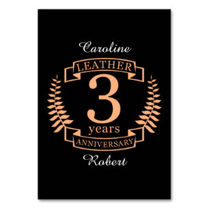 Leather 3 years wedding anniversary table number