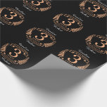 Leather 3 years wedding anniversary wrapping paper<br><div class="desc">A design to celebrate 3 years of marriage. This design has a tan (leather) coloured laurel design on a black background. Leather is the traditional gift for this occasion. The text reads Leather 3 years anniversary. A romantic design to celebrate your 3rd year of marriage. If you would like any...</div>