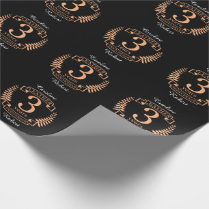 Leather 3 years wedding anniversary wrapping paper