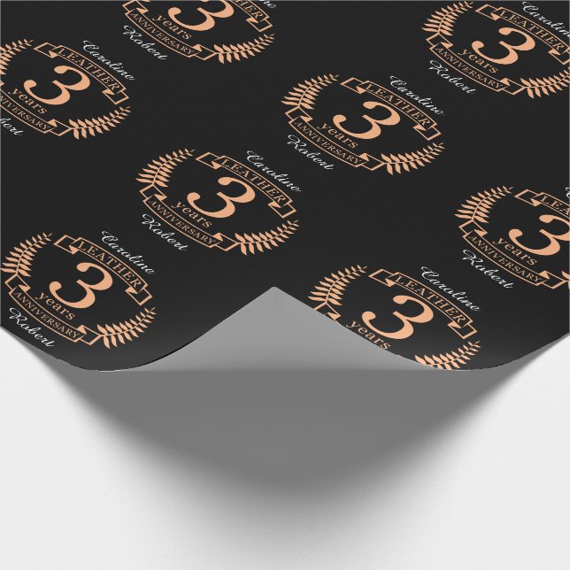 Leather 3 years wedding anniversary wrapping paper (Corner)