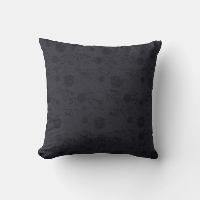 Leather And Flower Effect Throw Pillow (Front)