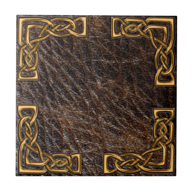 Leather and gold celtic tile (Front)