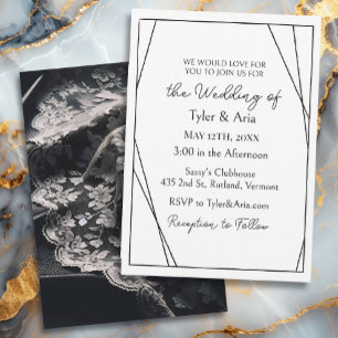 Leather and Lace Modern Minimalist Wedding Invitation