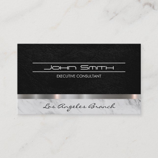 Leather and Marble with Metallic Trim Business Card (Front)