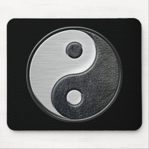 Leather and Steel Effect Yin Yang Graphic Mouse Pad