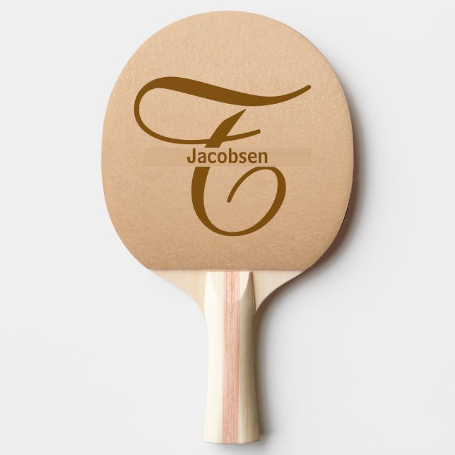 Leather Background Tan Table Tennis Custom Name  Ping Pong Paddle (Front)