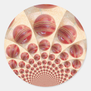 Leather Ball Rhythm Cricket Balls: Rhythmic Array Classic Round Sticker