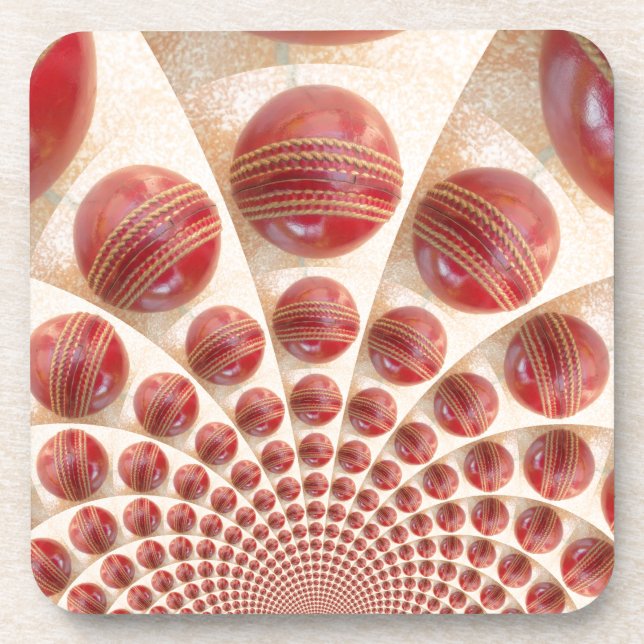 Leather Ball Rhythm Cricket Balls: Rhythmic Array Coaster (Front)