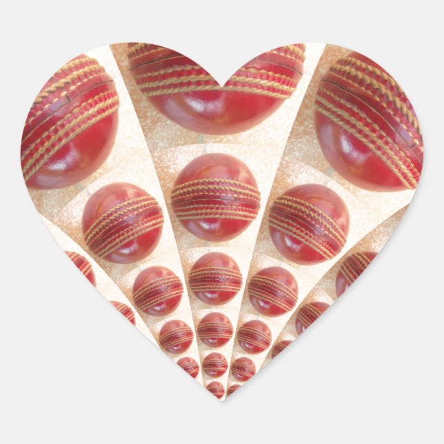Leather Ball Rhythm Cricket Balls: Rhythmic Array Heart Sticker (Front)