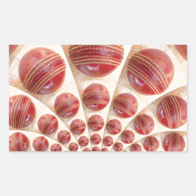 Leather Ball Rhythm Cricket Balls: Rhythmic Array Rectangular Sticker (Front)