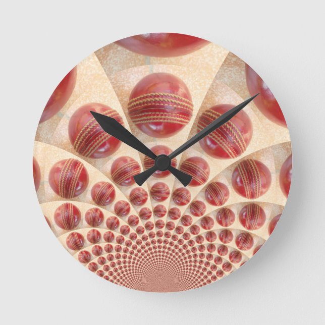Leather Ball Rhythm Cricket Balls: Rhythmic Array Round Clock (Front)