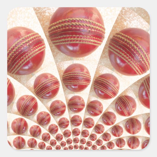 Leather Ball Rhythm Cricket Balls: Rhythmic Array Square Sticker (Front)