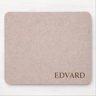 Leather Beige Design Monogrammed Mouse Pad