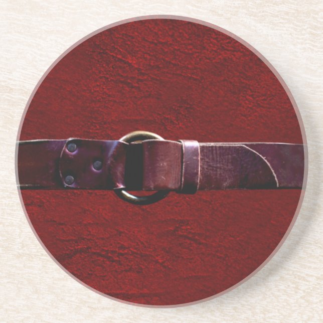 Leather & Belt, Blood Red Sandstone Coaster (Front)