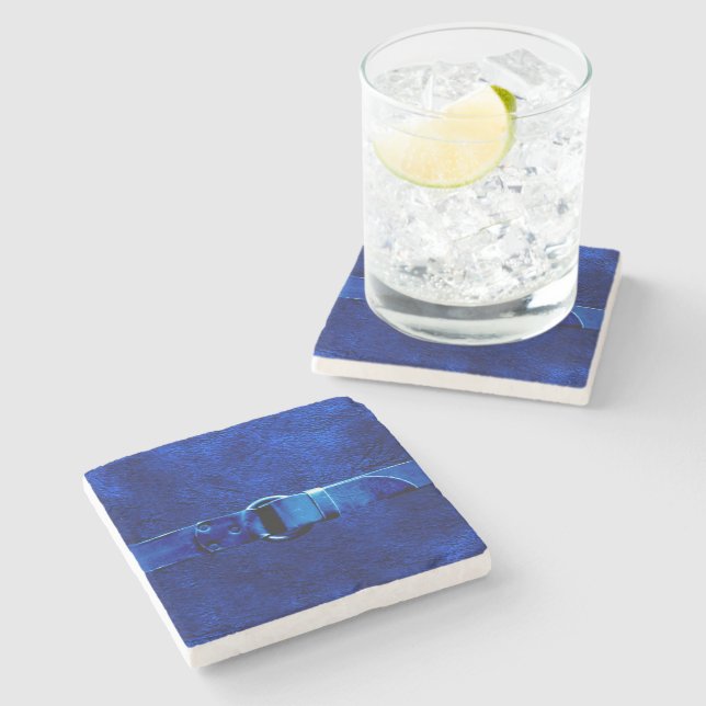 Leather & Belt, Blue Stone Coaster (Side)
