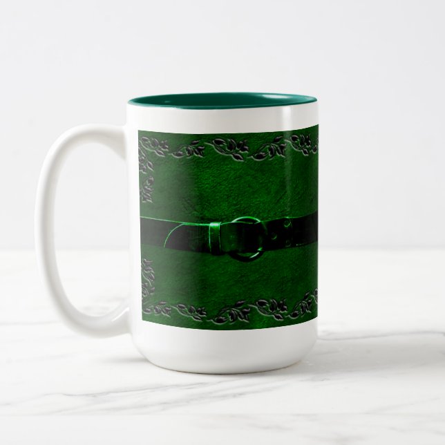 Leather & Belt Rich Green Coffee Mug (Left)