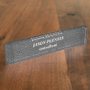 Leather black background modern elegant nameplate