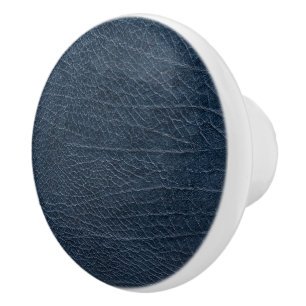 Leather Blue Tartan Fabric Crocodile Skin Ceramic Knob