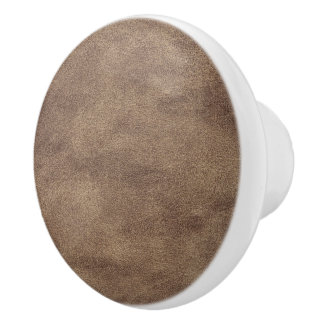 Leather Blue Tartan Fabric Crocodile Skin Ceramic Knob