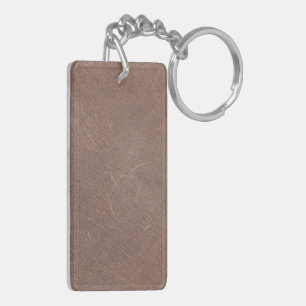 Leather Blue Tartan Fabric Crocodile Skin Key Ring